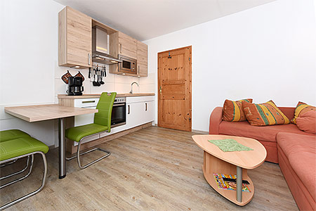 Ferienwohnung 2 - Wohnzimmer mit integriertem Küchenbereich