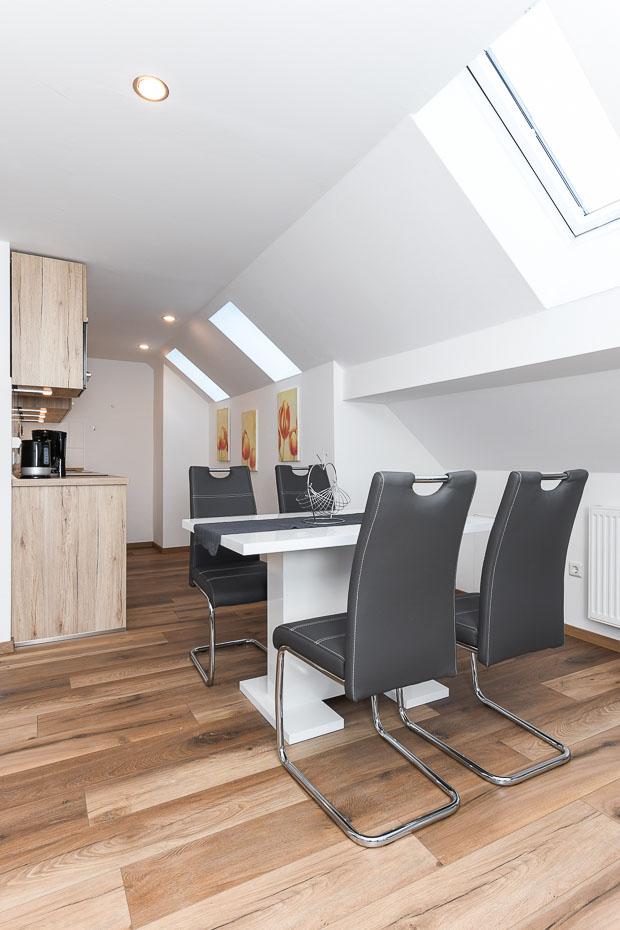 Ferienwohnung 4 - Wohnzimmer mit integriertem Küchenbereich