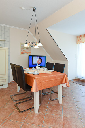 Ferienwohnung „Krusenstern“ - Wohnzimmer mit integriertem Küchenbereich