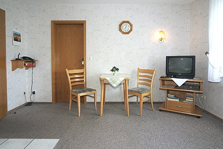 Ferienwohnung 1 - Wohnzimmer mit integriertem Küchenbereich