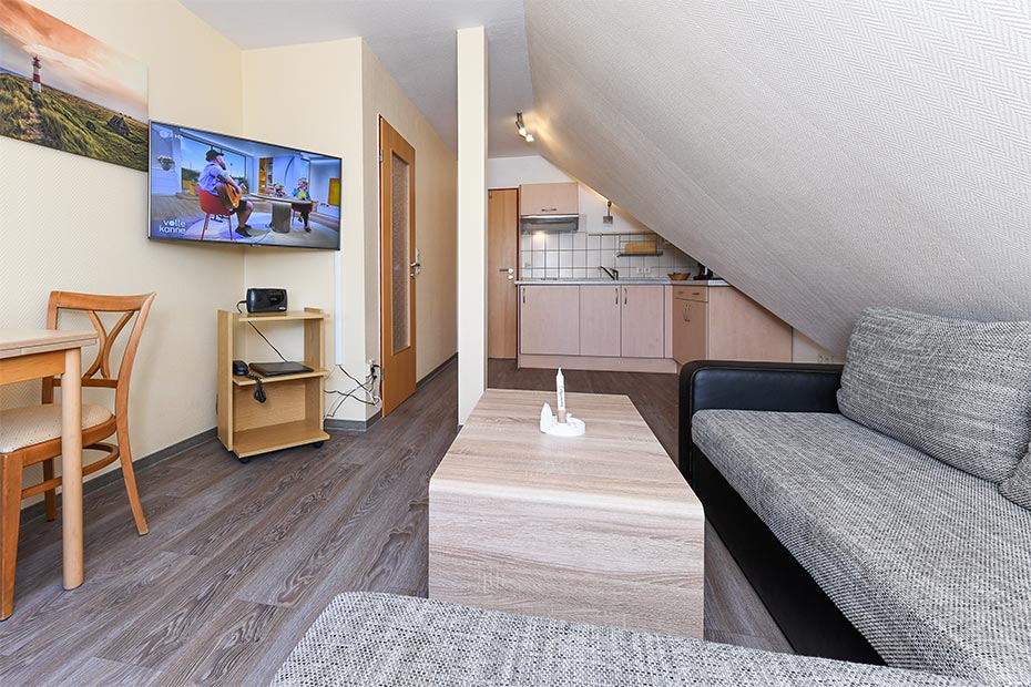 Apartment „Föhr“ - Wohnraum mit integrierter Küche
