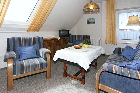 Ferienwohnung 2 - Wohnzimmer mit integriertem Küchenbereich