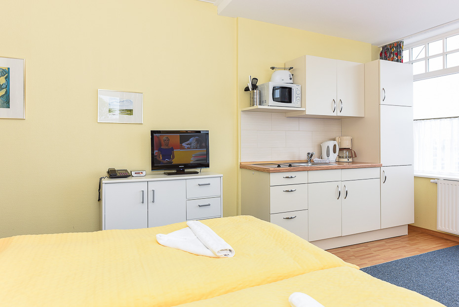 Apartment „Pamir“ - Wohn- und Schlafraum mit integriertem Küchenbereich