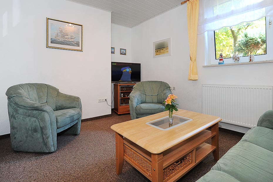 Ferienhaus „Dünenperle“ - Wohnzimmer
