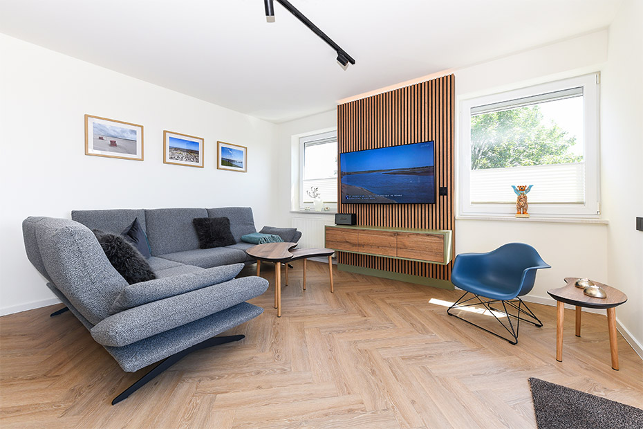 Ferienwohnung „Süderhörn“ - Wohnraum mit integrierter Küche