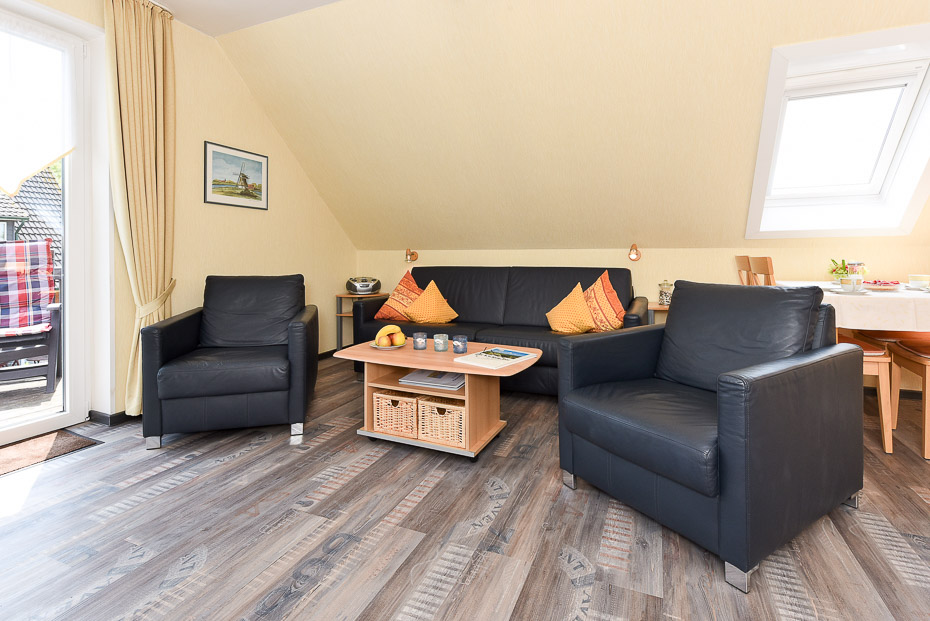 Ferienwohnung „Düne“ - Wohn- und Schlafraum mit integriertem Küchenbereich