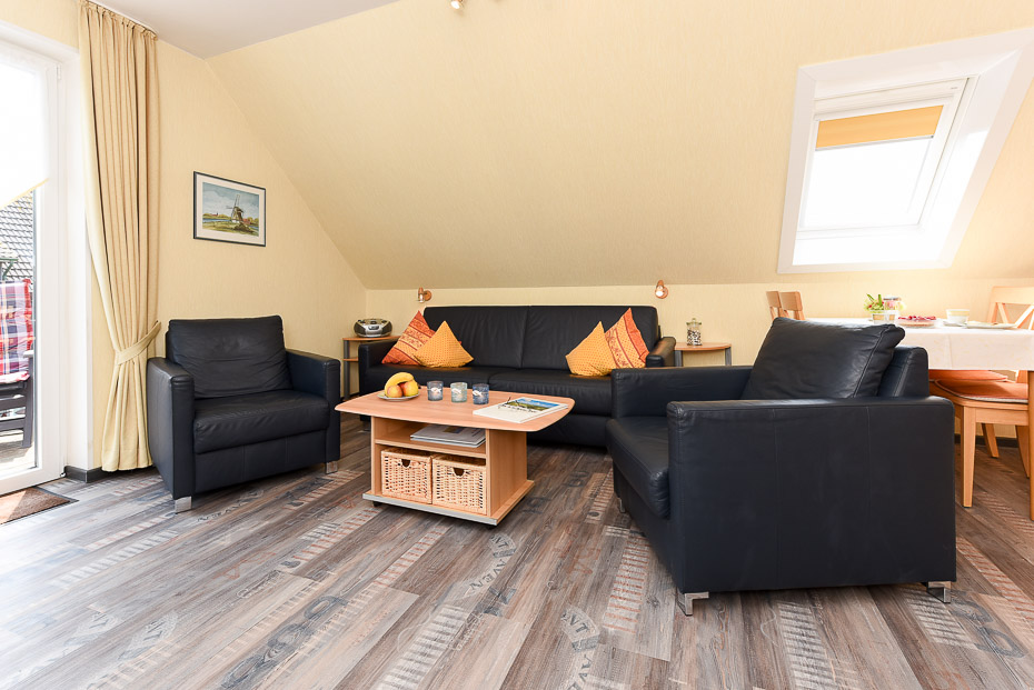 Ferienwohnung „Düne“ - Wohn- und Schlafraum mit integriertem Küchenbereich